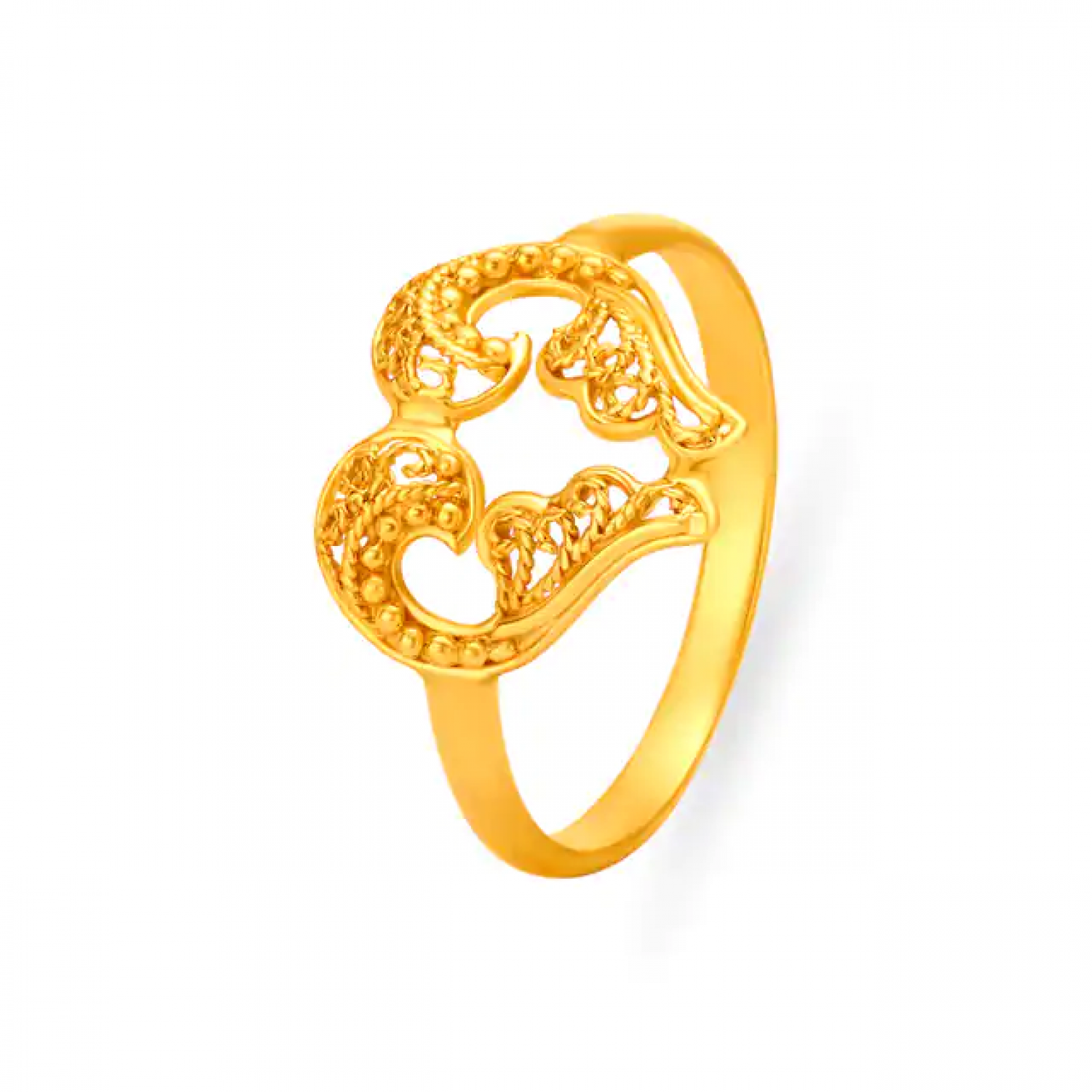Fancy Heart Filigree Gold Ring