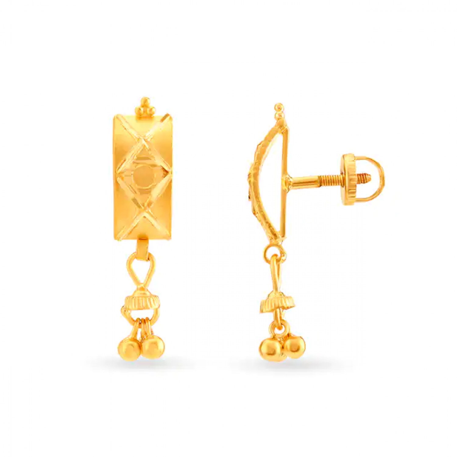Rectangular Gold Drop Earrings