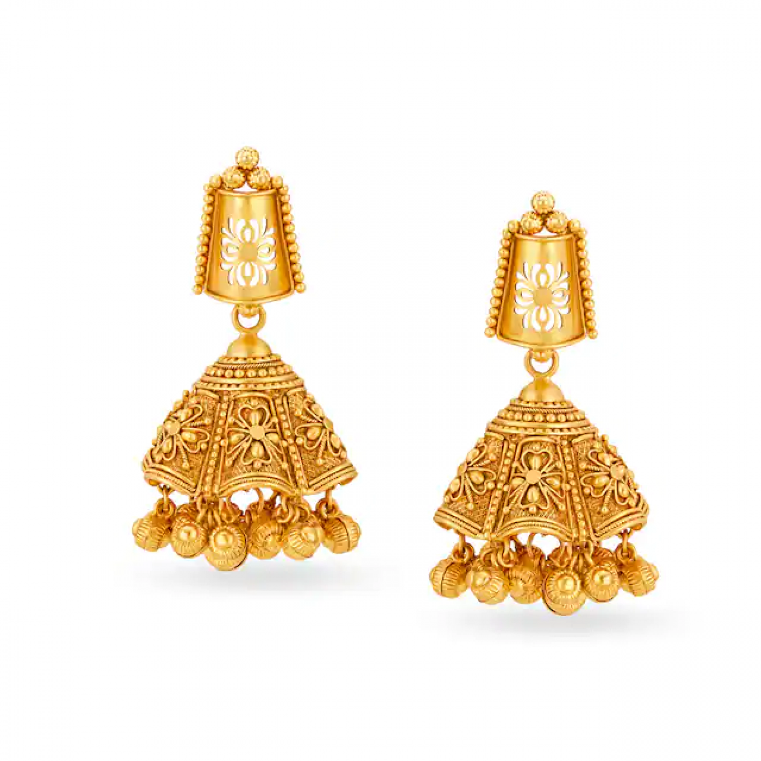 Esoteric Gold Floral Jhumkas
