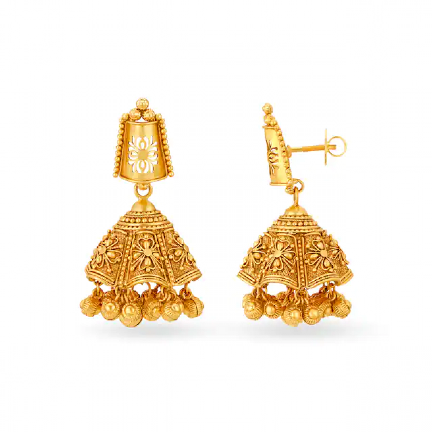 Esoteric Gold Floral Jhumkas