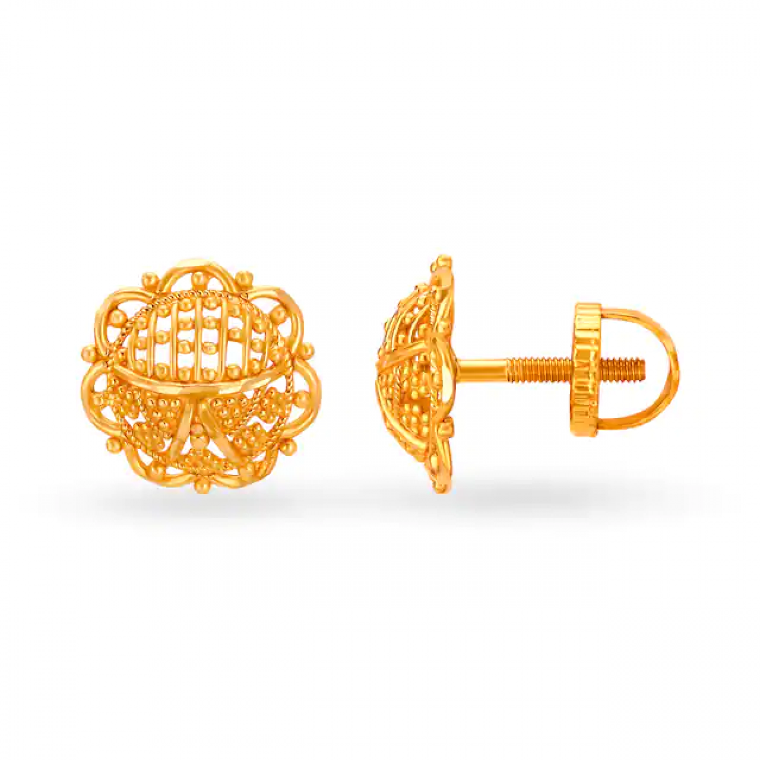 Ulric Gold Beaded Floral Studs