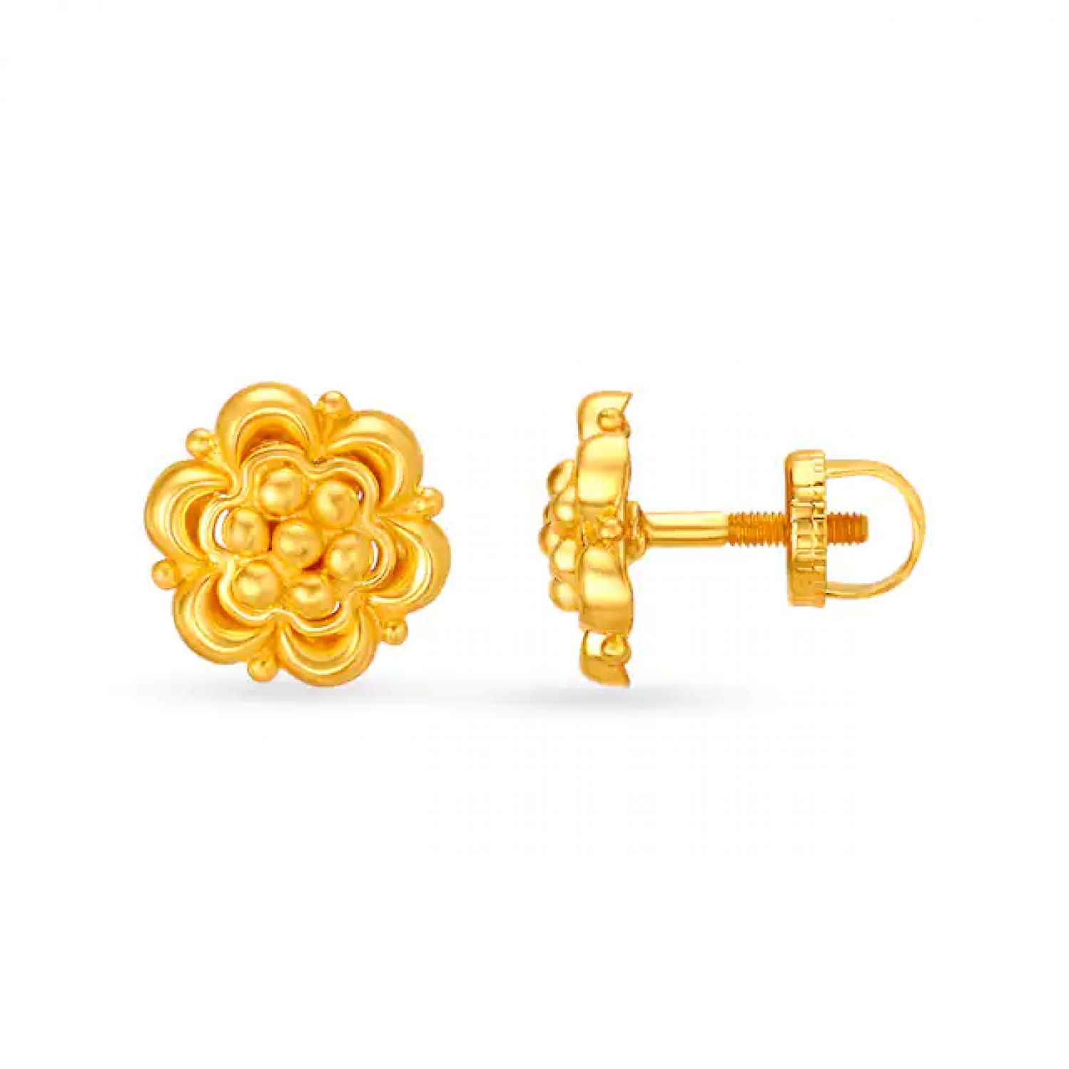 Classic Matte Floral Gold Stud