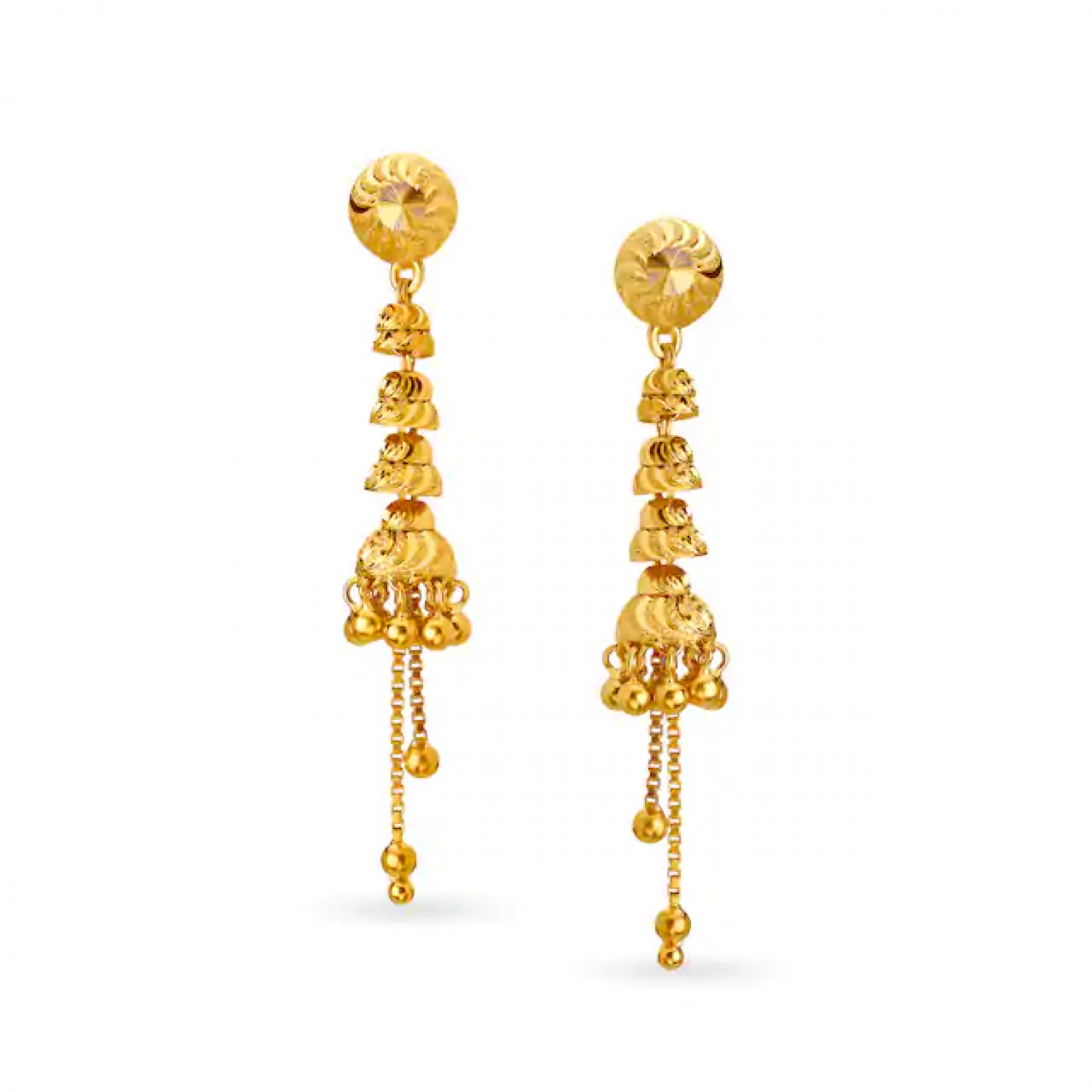 Shimmering Drop Gold Earrings