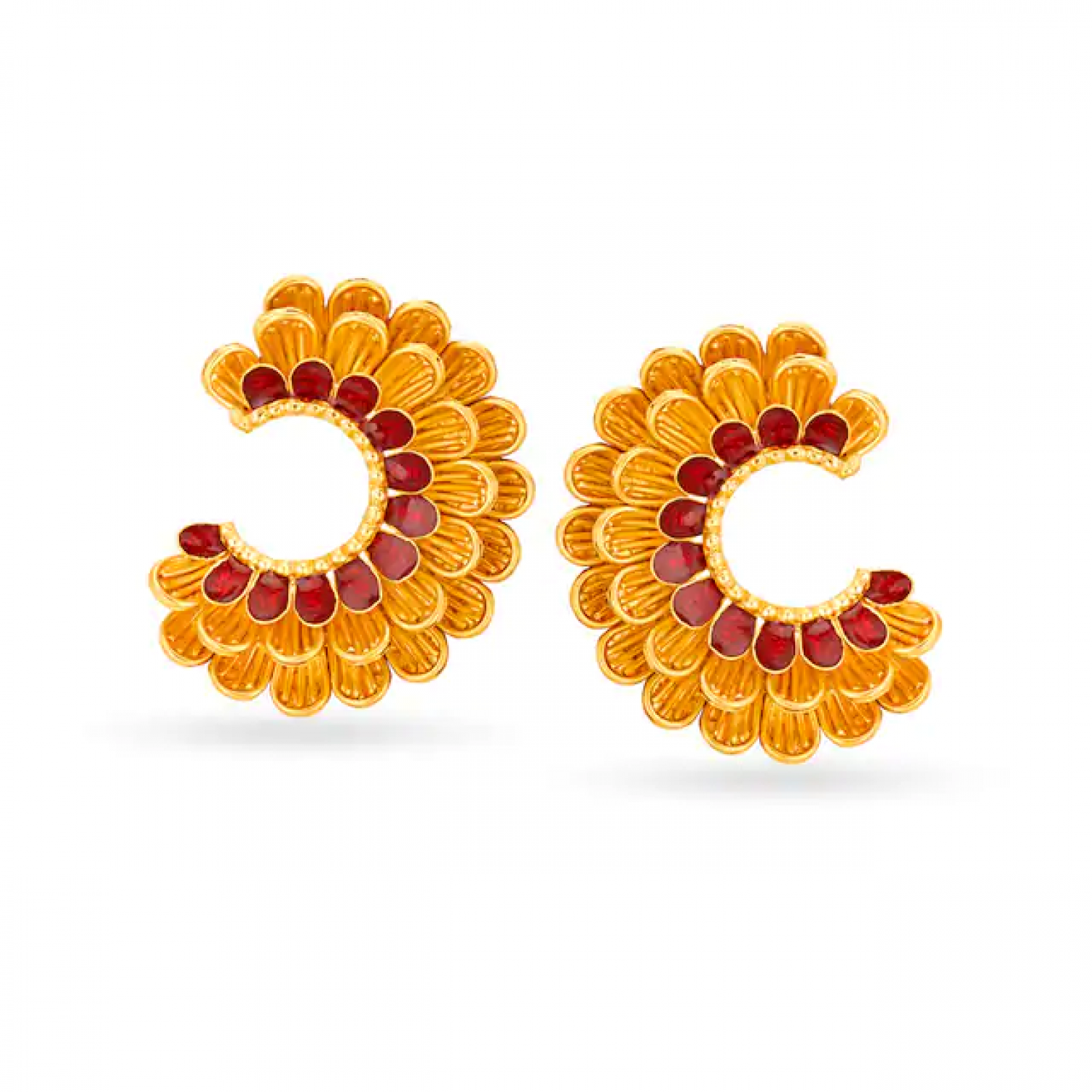 Ekta Floral Hoop Gold Earrings