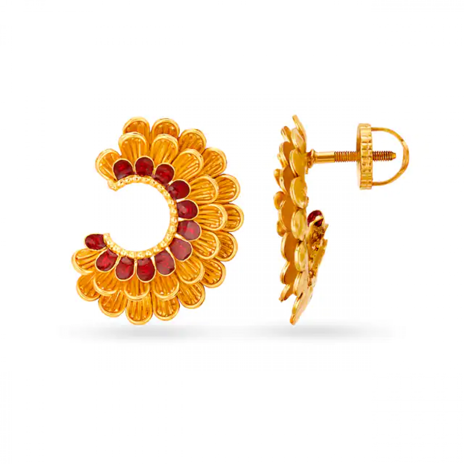 Ekta Floral Hoop Gold Earrings