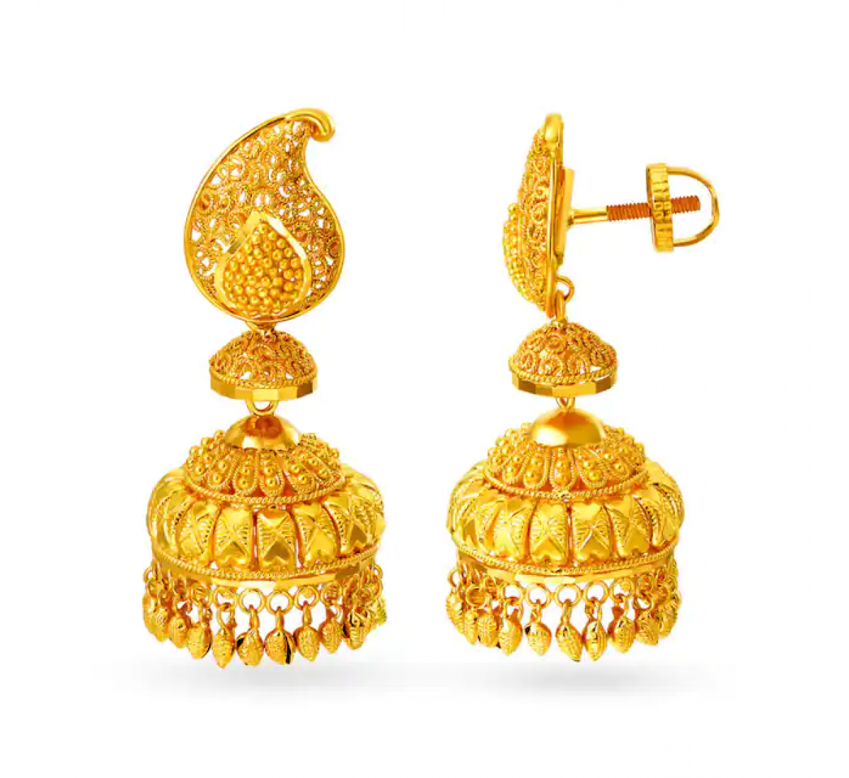 Accentuated fancy Gold Jhumkas