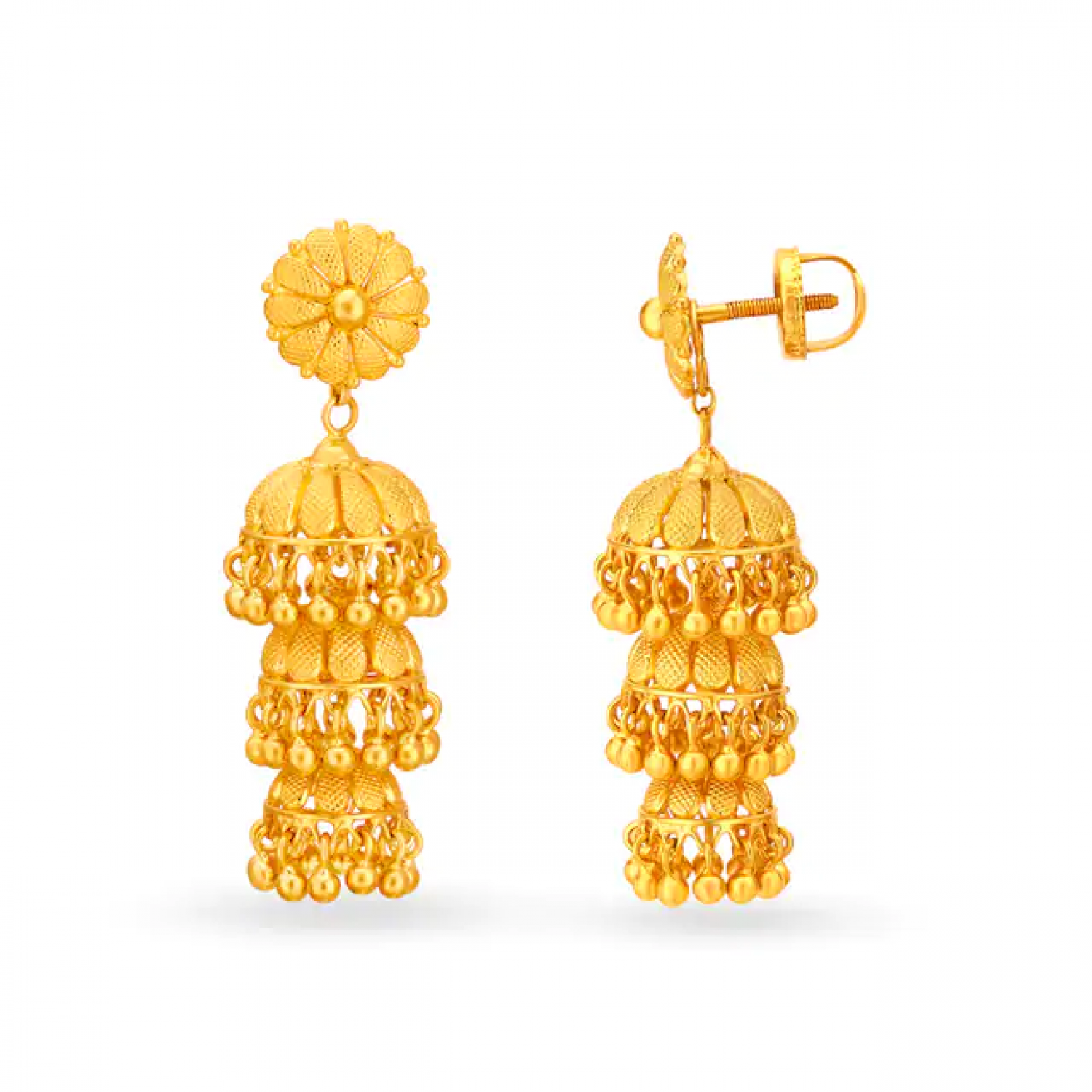 Janvi 3 Layer Gold Jhumkas