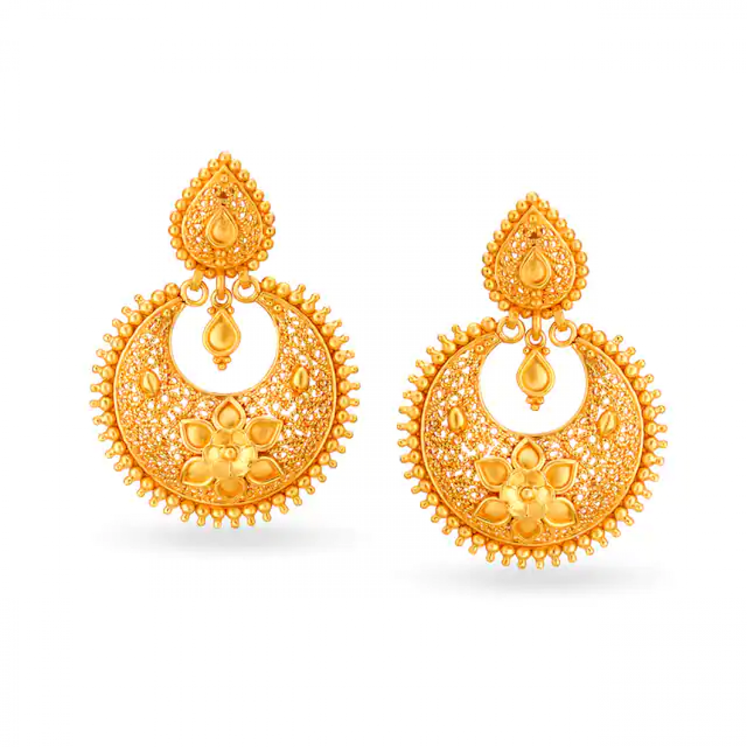 Splendent Gold Beaded Earrings