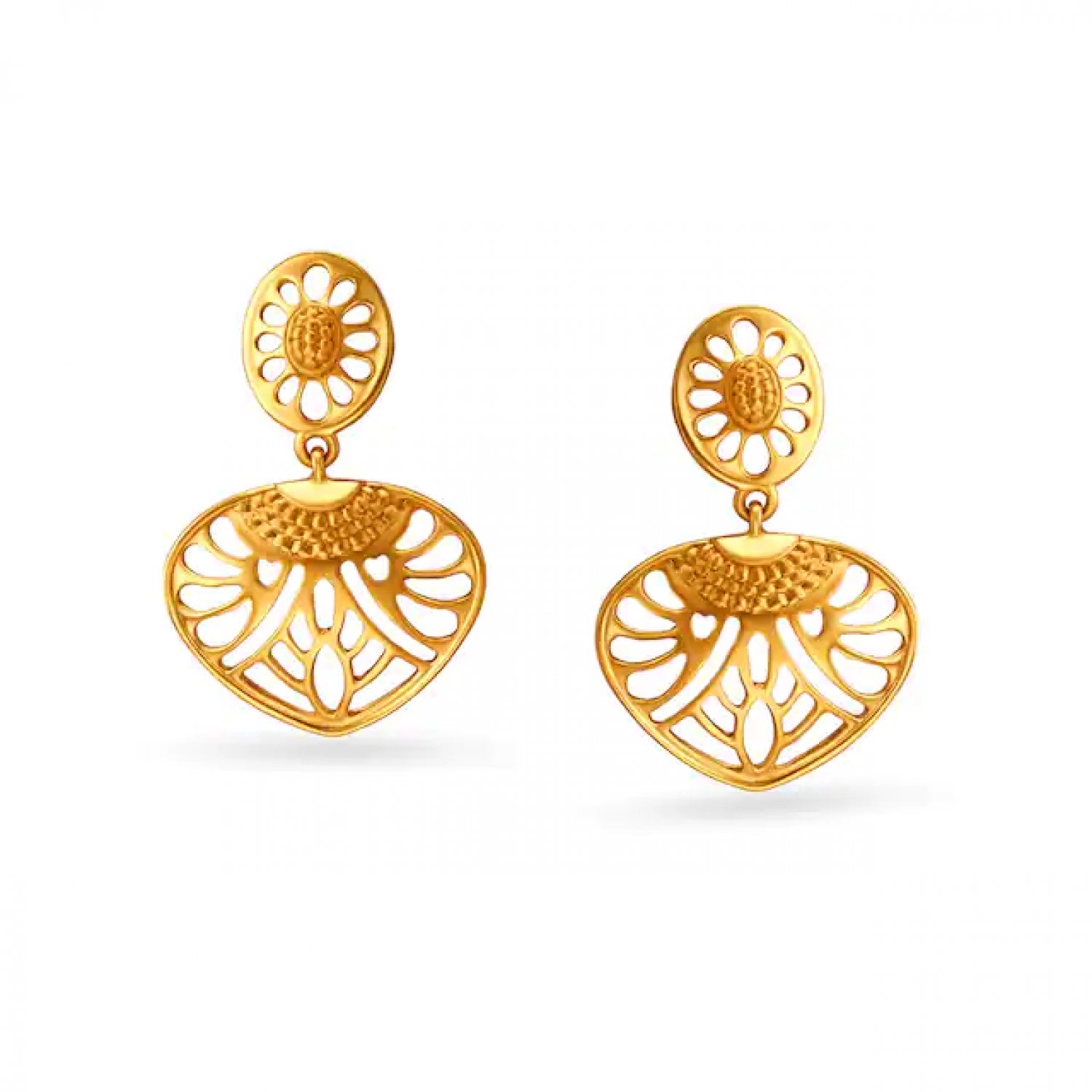 Qays Floral Drop Gold Earrings
