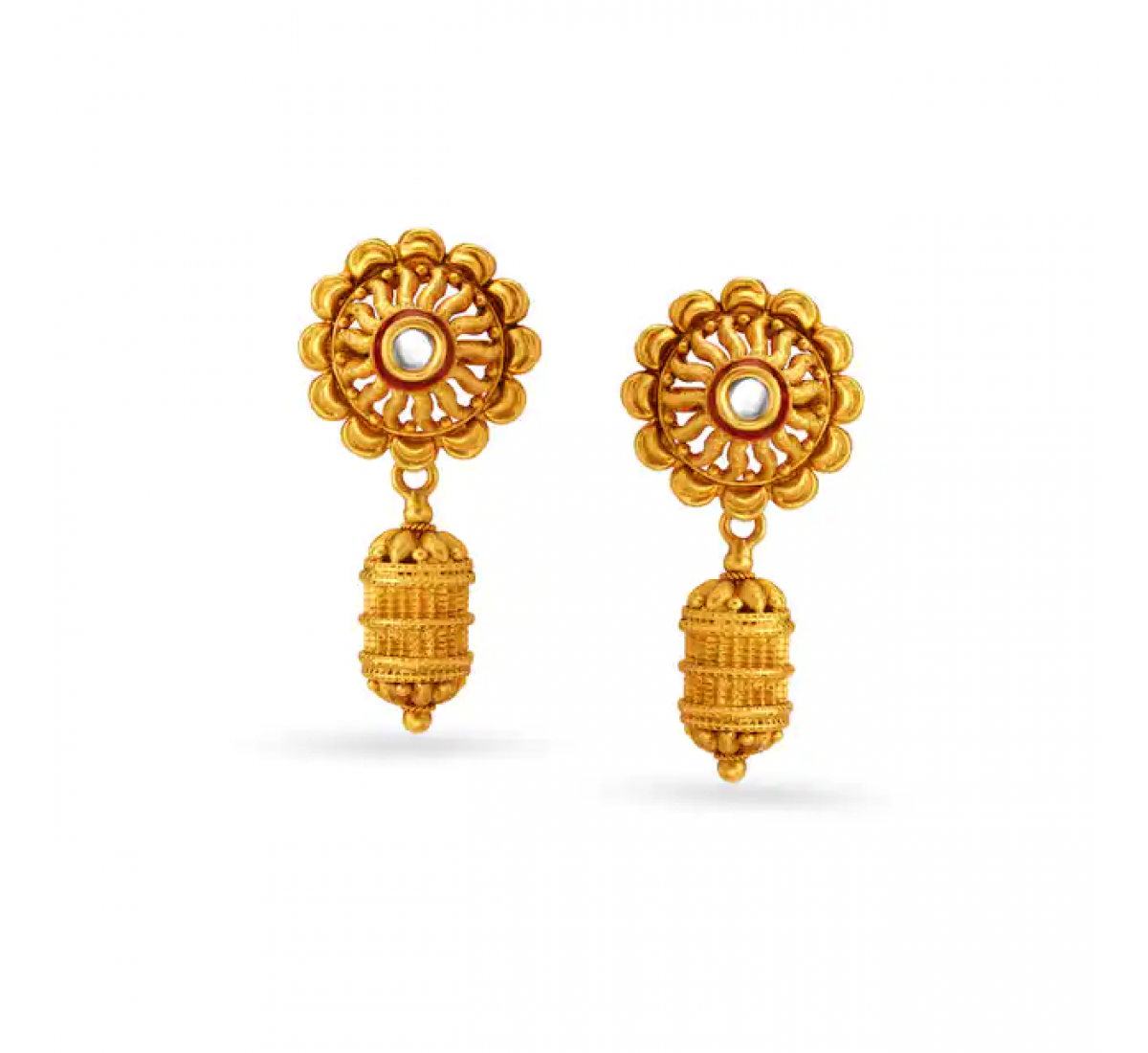 Anvi Floral Drop Gold Earrings
