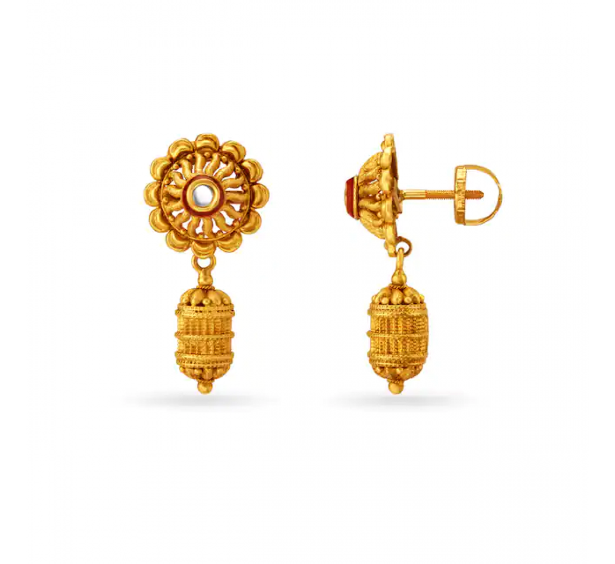 Anvi Floral Drop Gold Earrings