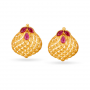 Ornate Leaf Stud Gold Earrings