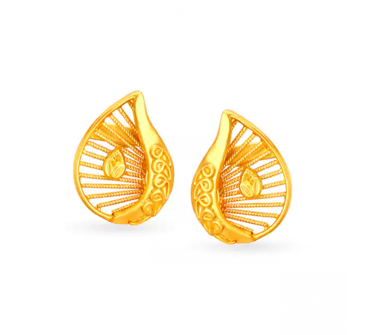 Abstract Leaf Gold Studs