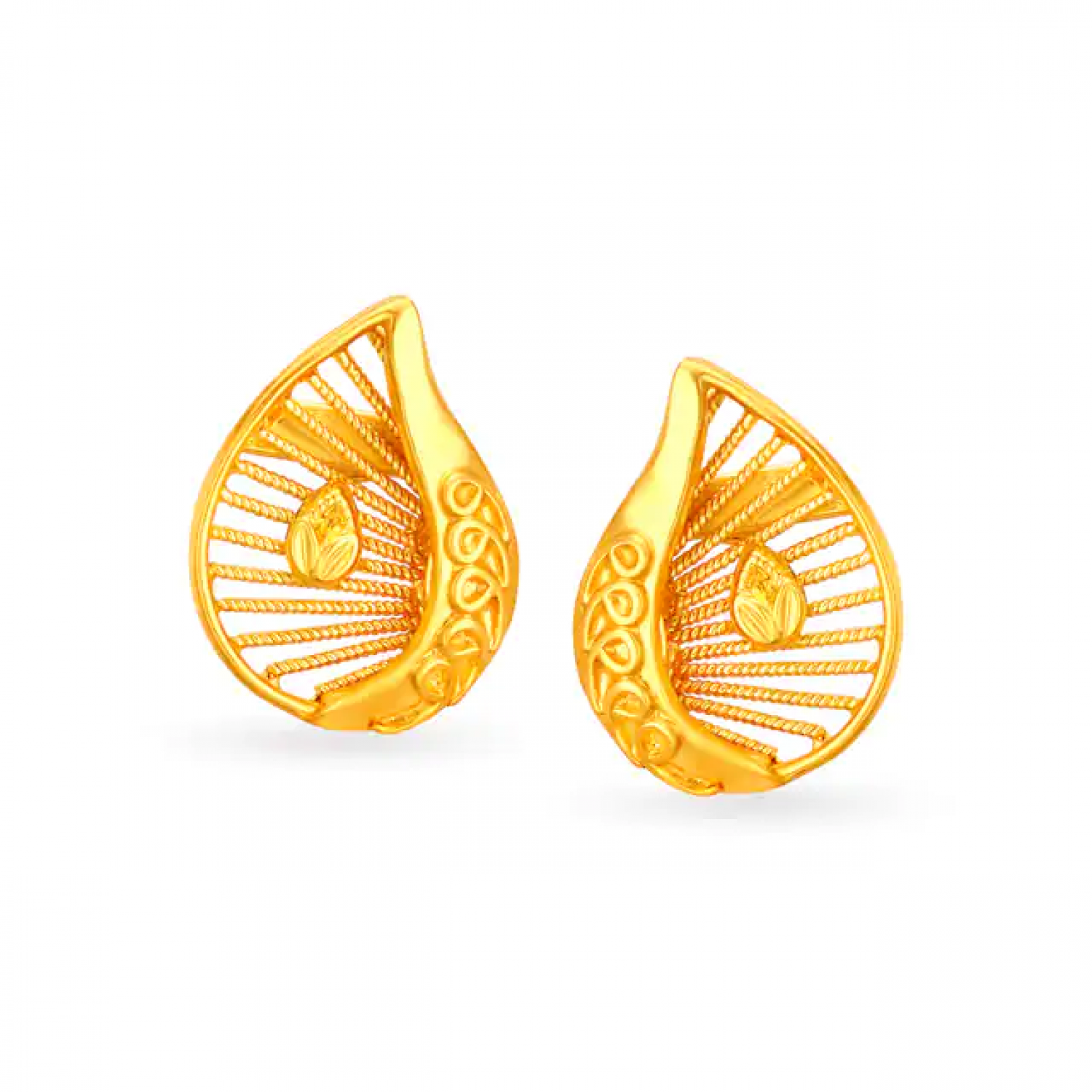 Abstract Leaf Gold Studs
