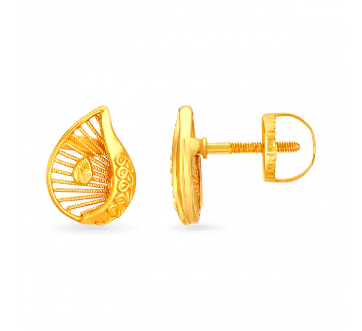 Abstract Leaf Gold Studs