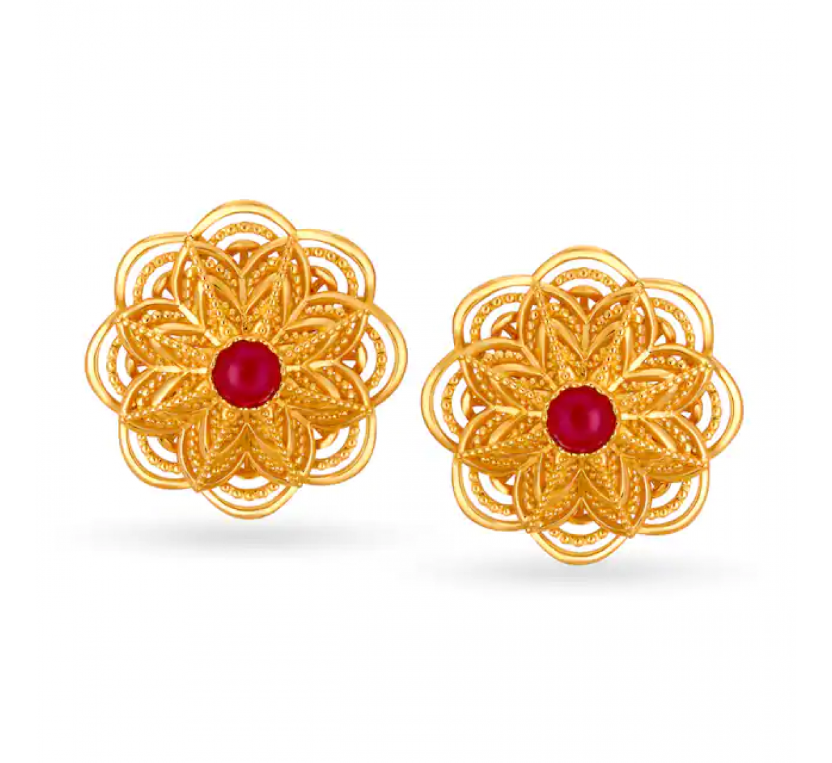 Intricate Floral Gold Studs