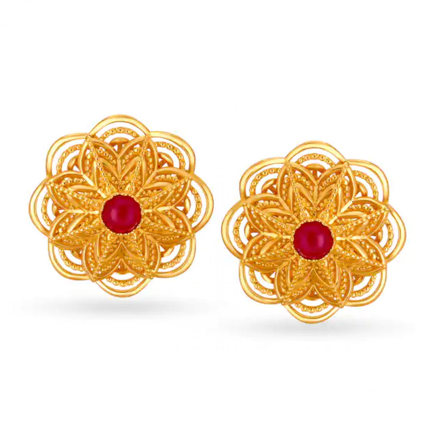 Intricate Floral Gold Studs