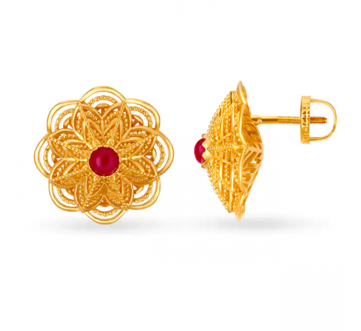 Intricate Floral Gold Studs