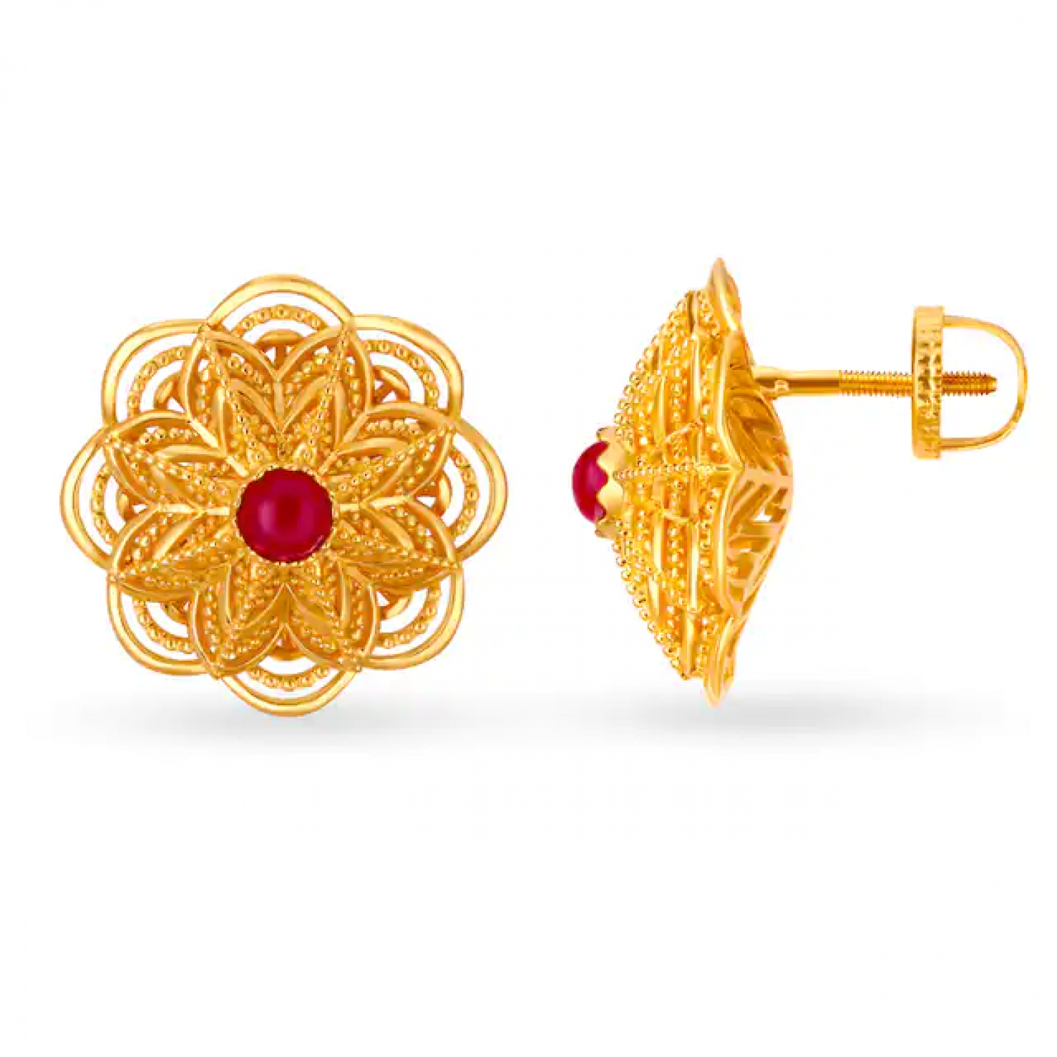 Intricate Floral Gold Studs