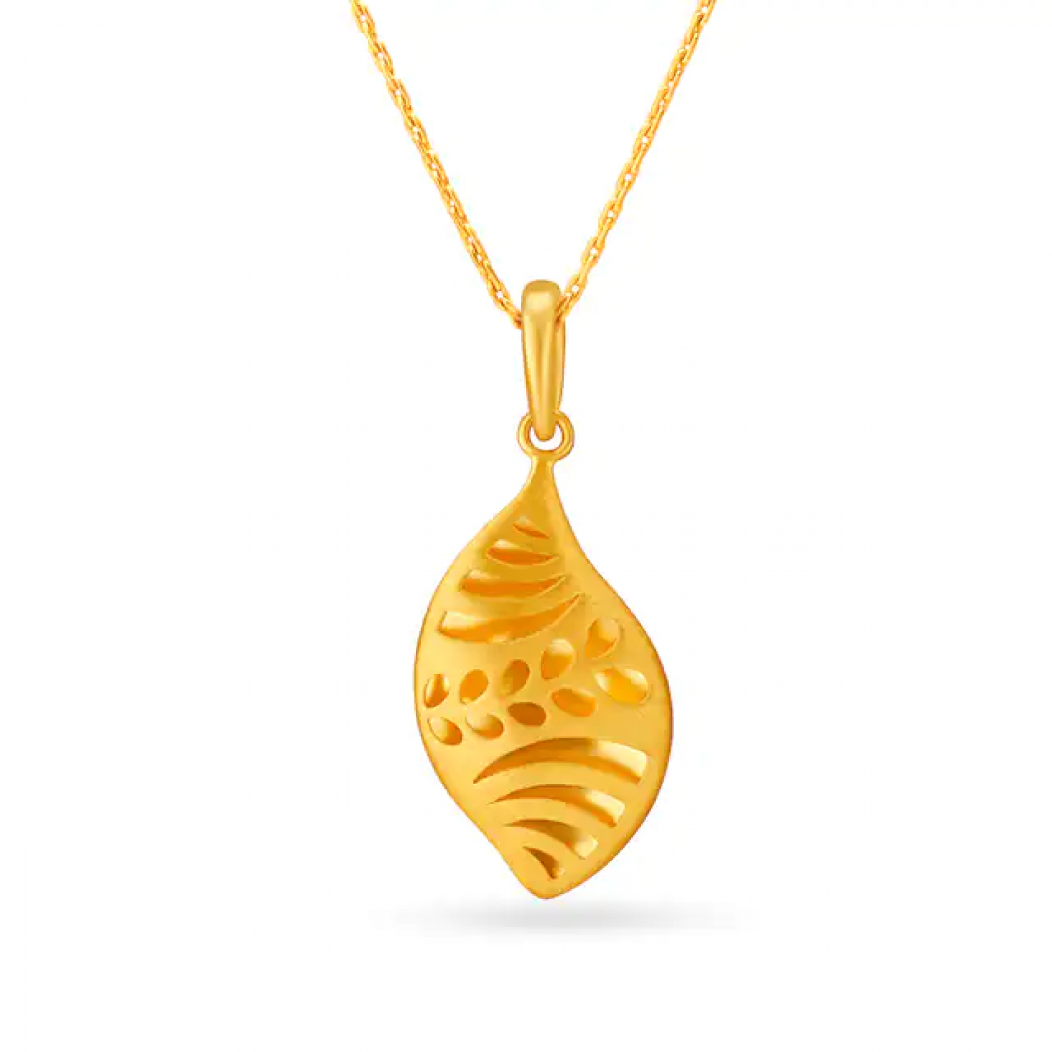 Liam Gold Carved Leaf Pendant