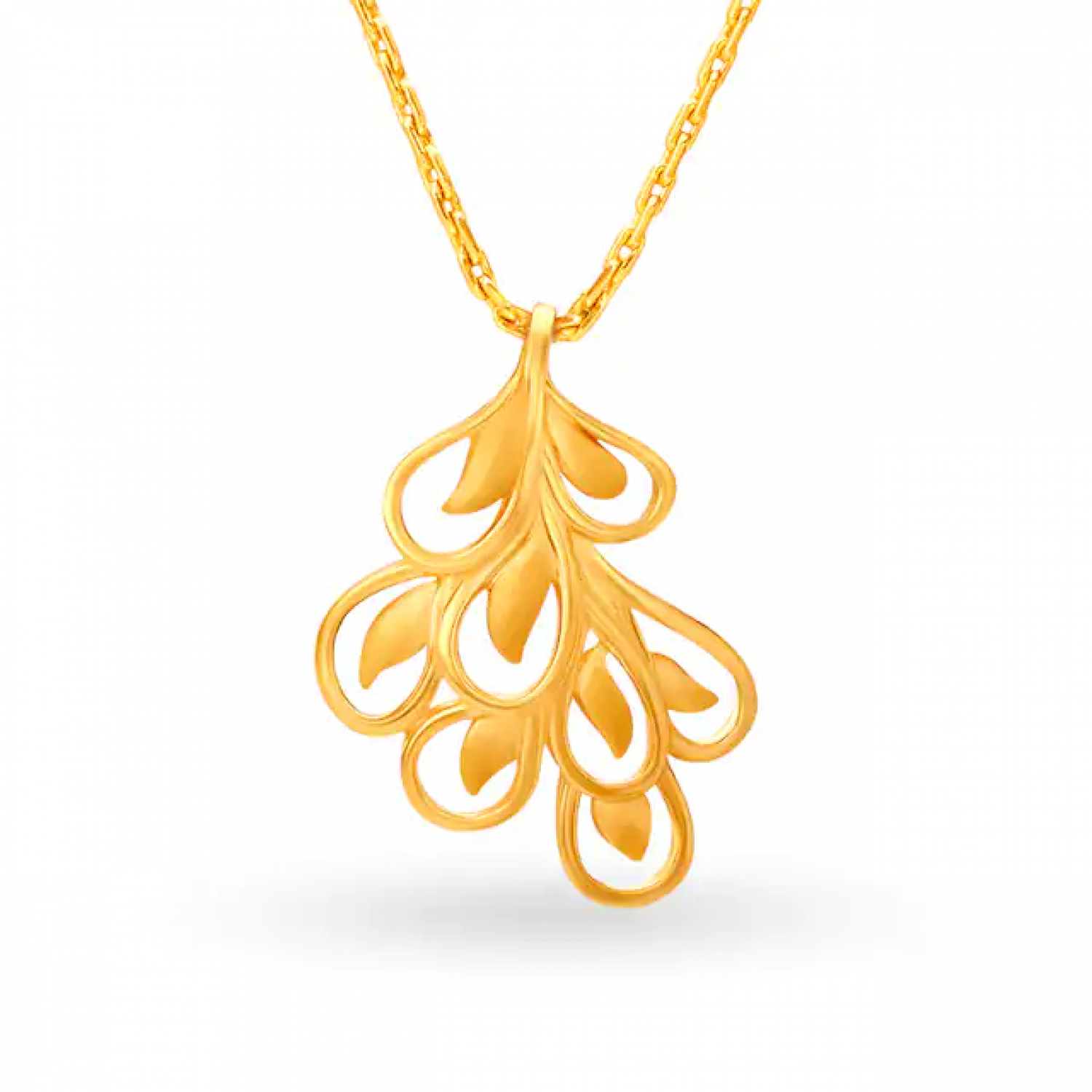 Lambent Gold Feather Pendant