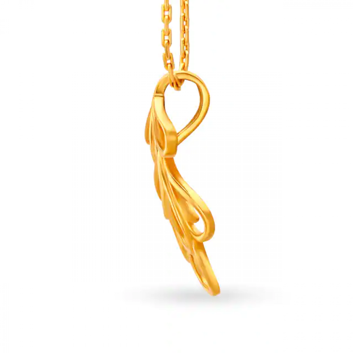 Lambent Gold Feather Pendant