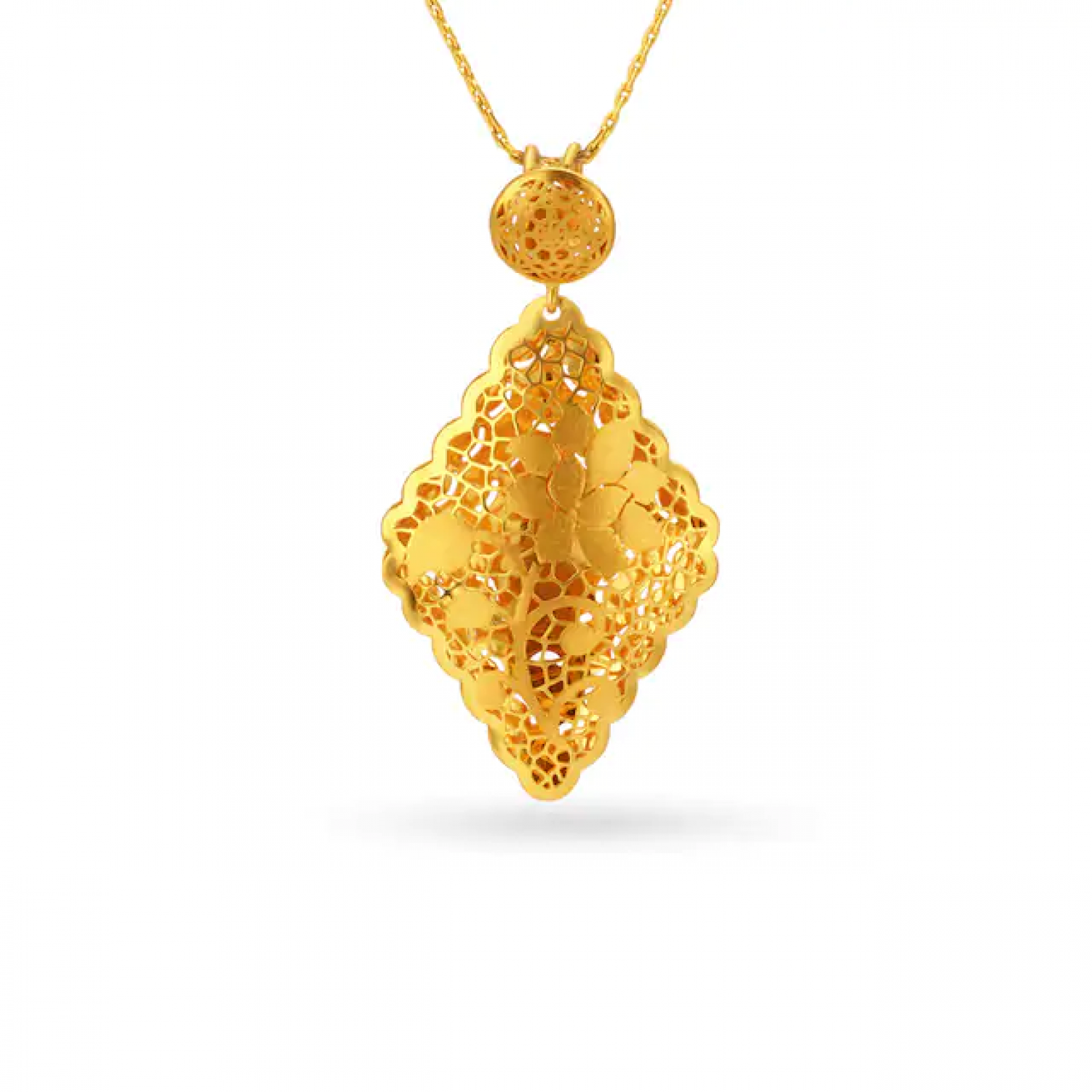 Rhombic Floral Gold Pendant