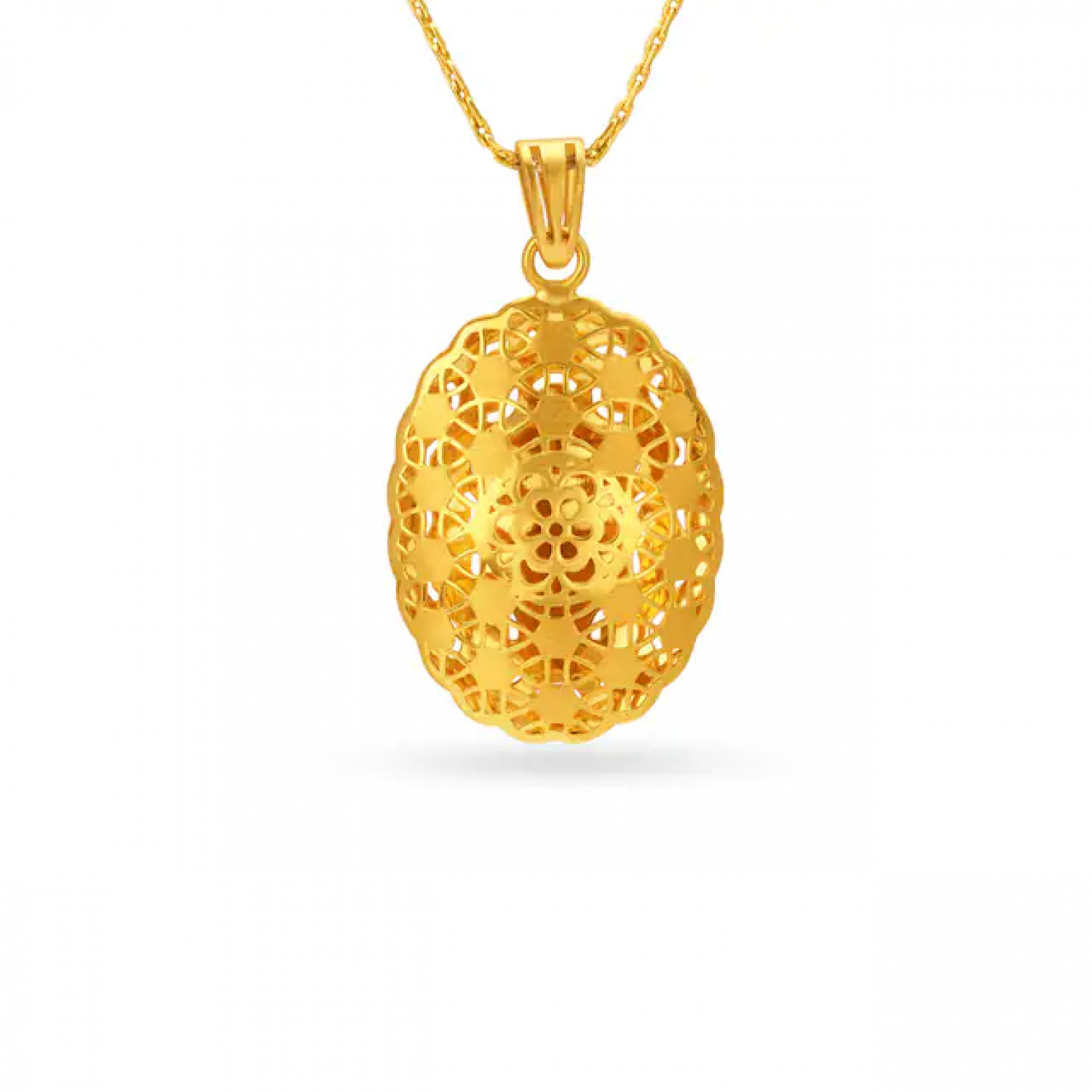 Helen Oval Floral Gold Pendant