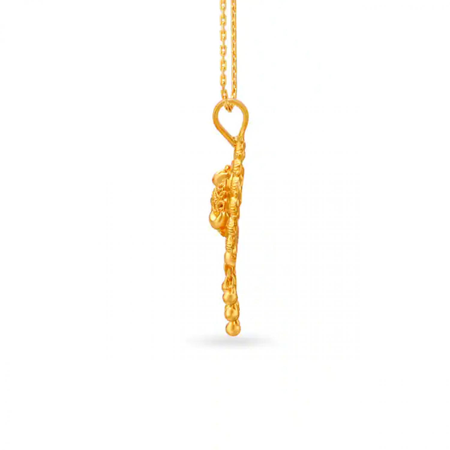 Carved Drop Shape Gold Pendant