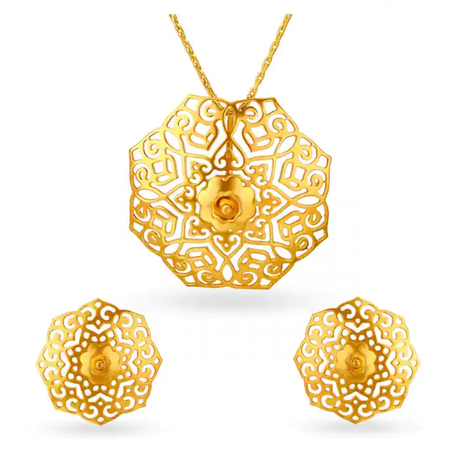 Elv Geometric Gold Pendant Set