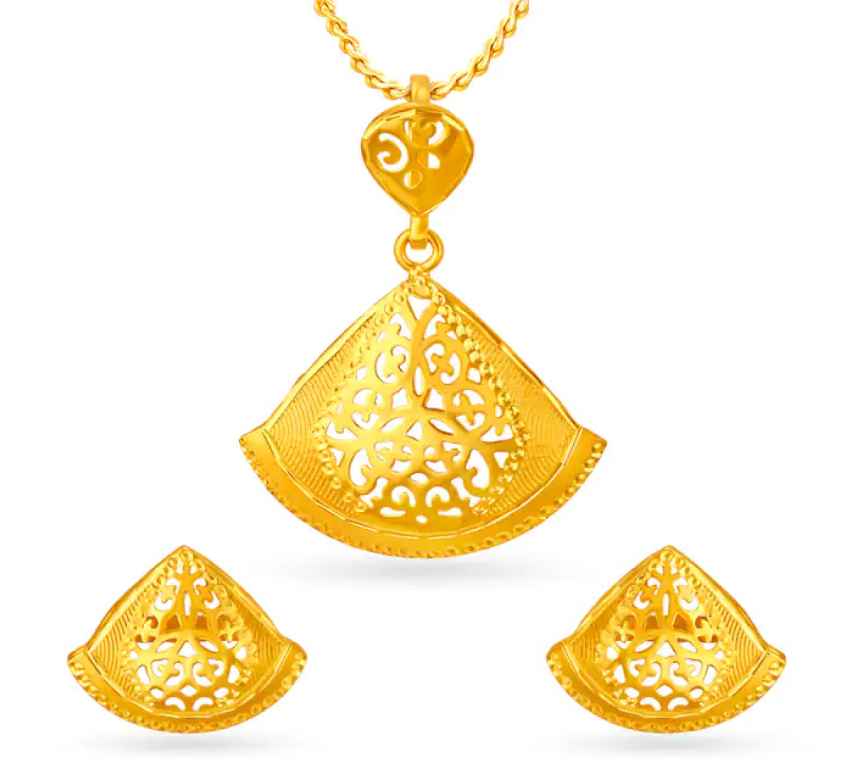 Triangular Gold Pendant Set