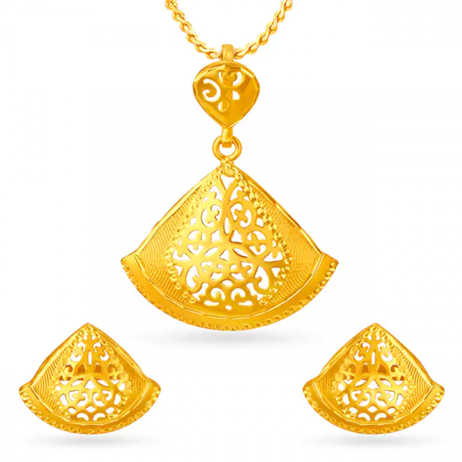 Triangular Gold Pendant Set