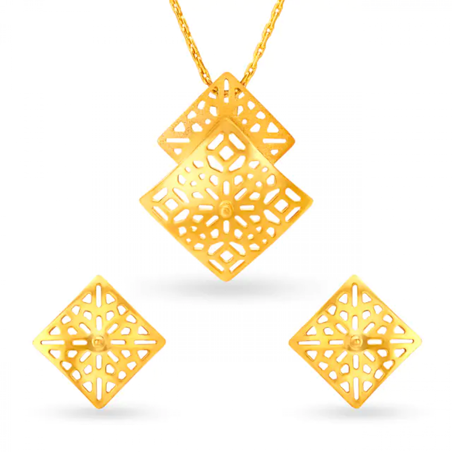 Geometeic Gold Pendant Set
