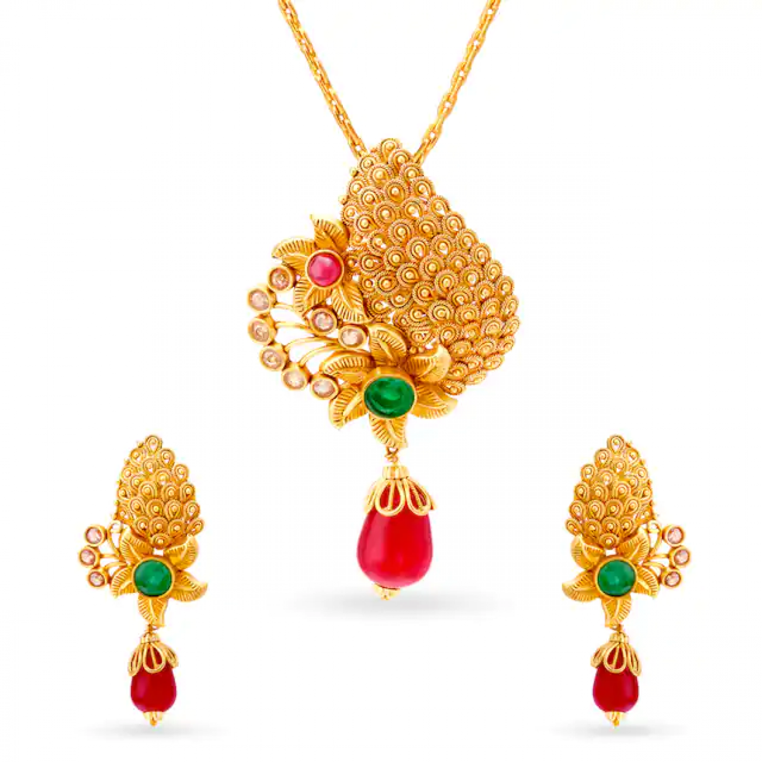 Splendid Mesh Gold Pendant Set