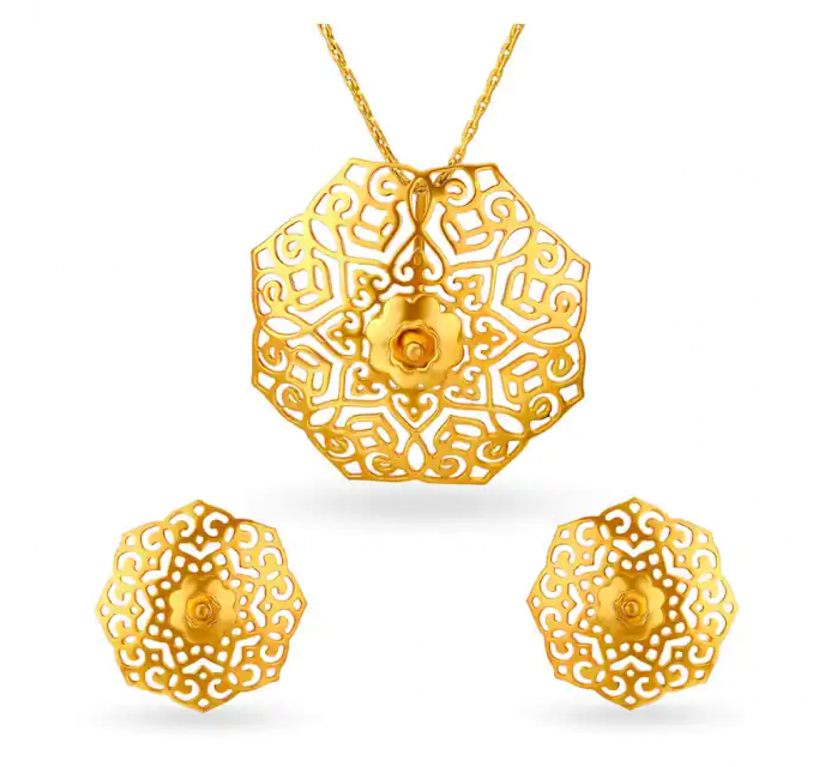 Geometric Zoe Gold Pendant Set