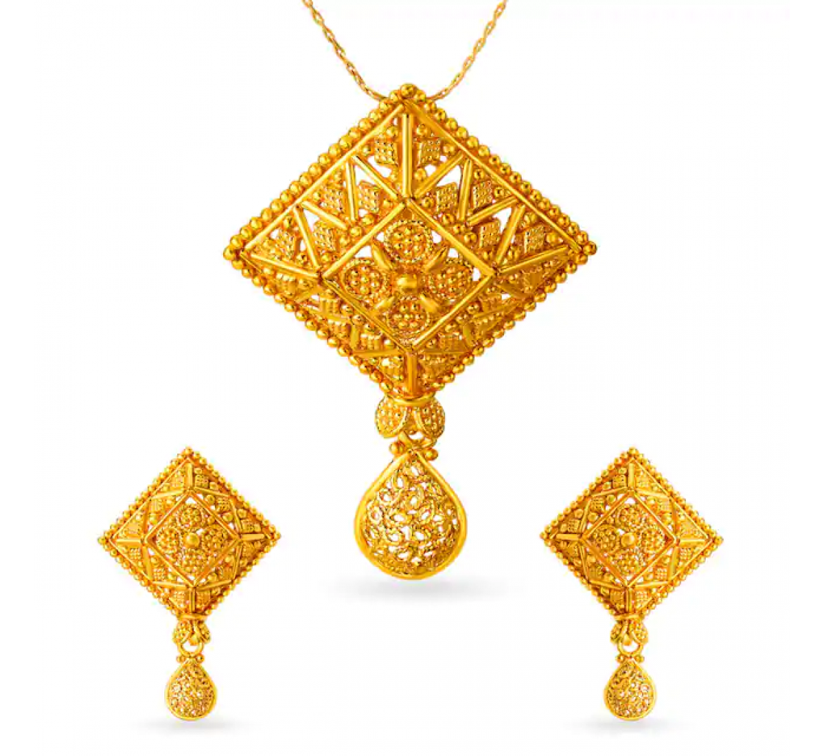 Vera Rhombus Gold Pendant Set