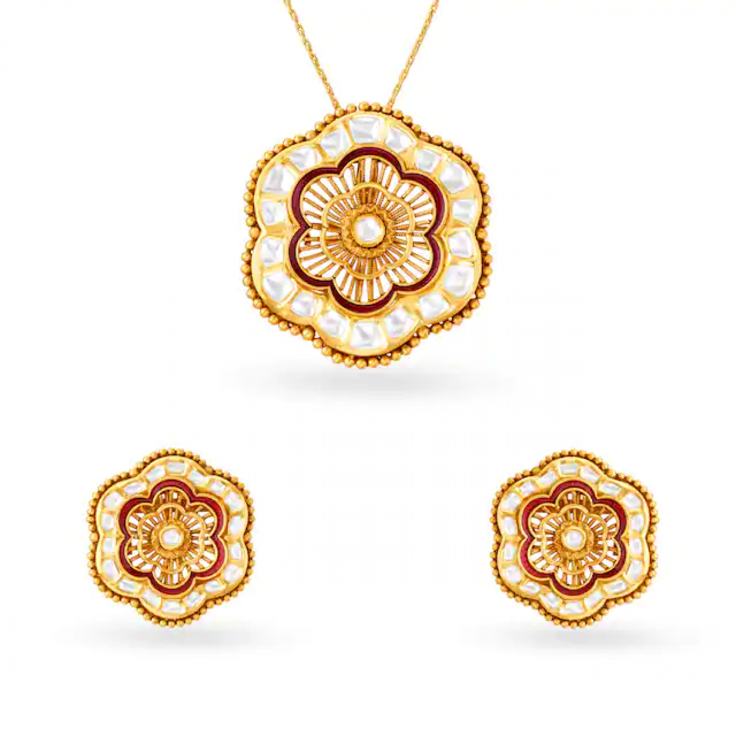 Julius Floral Gold Pendant Set