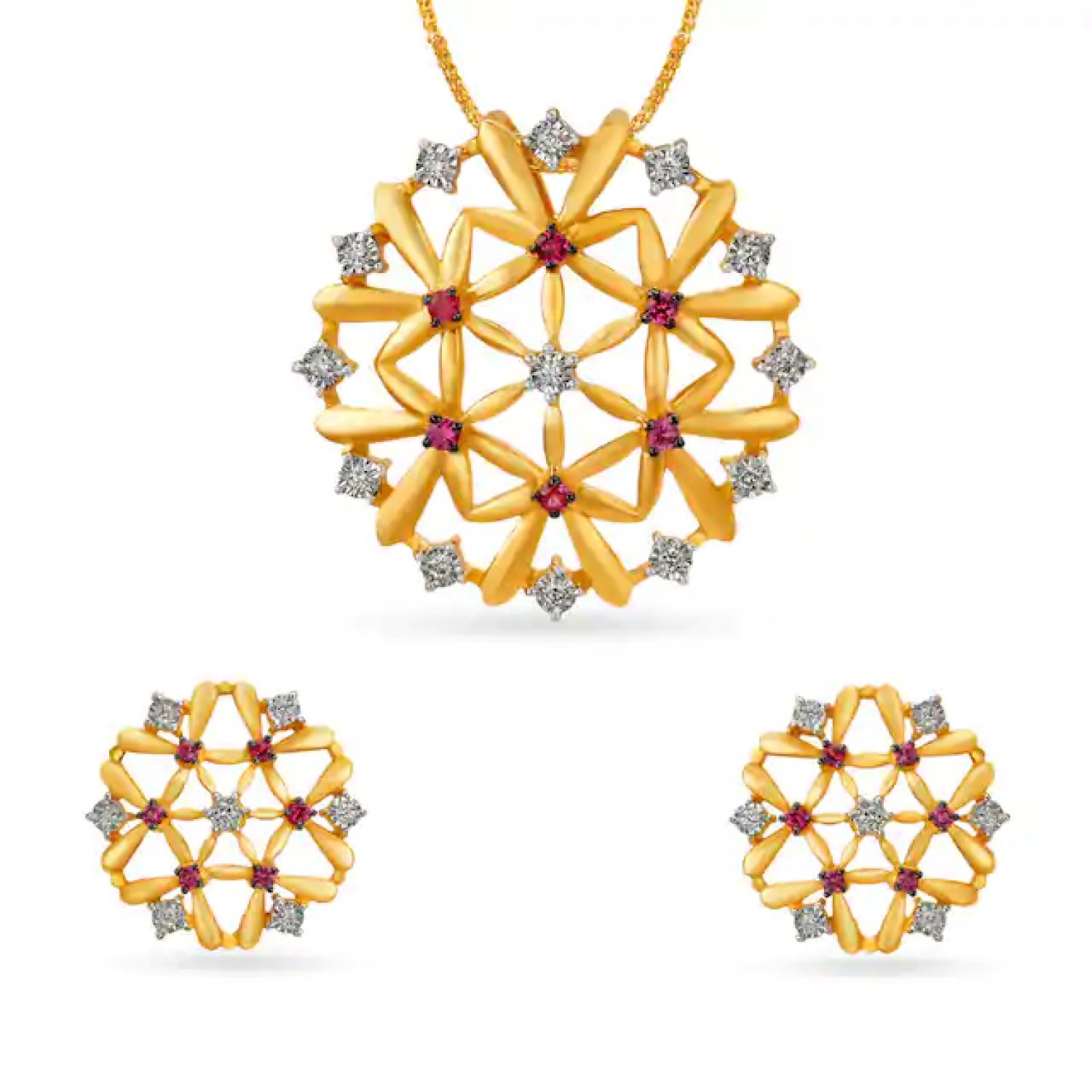Navya Floral Gold Pendant Set