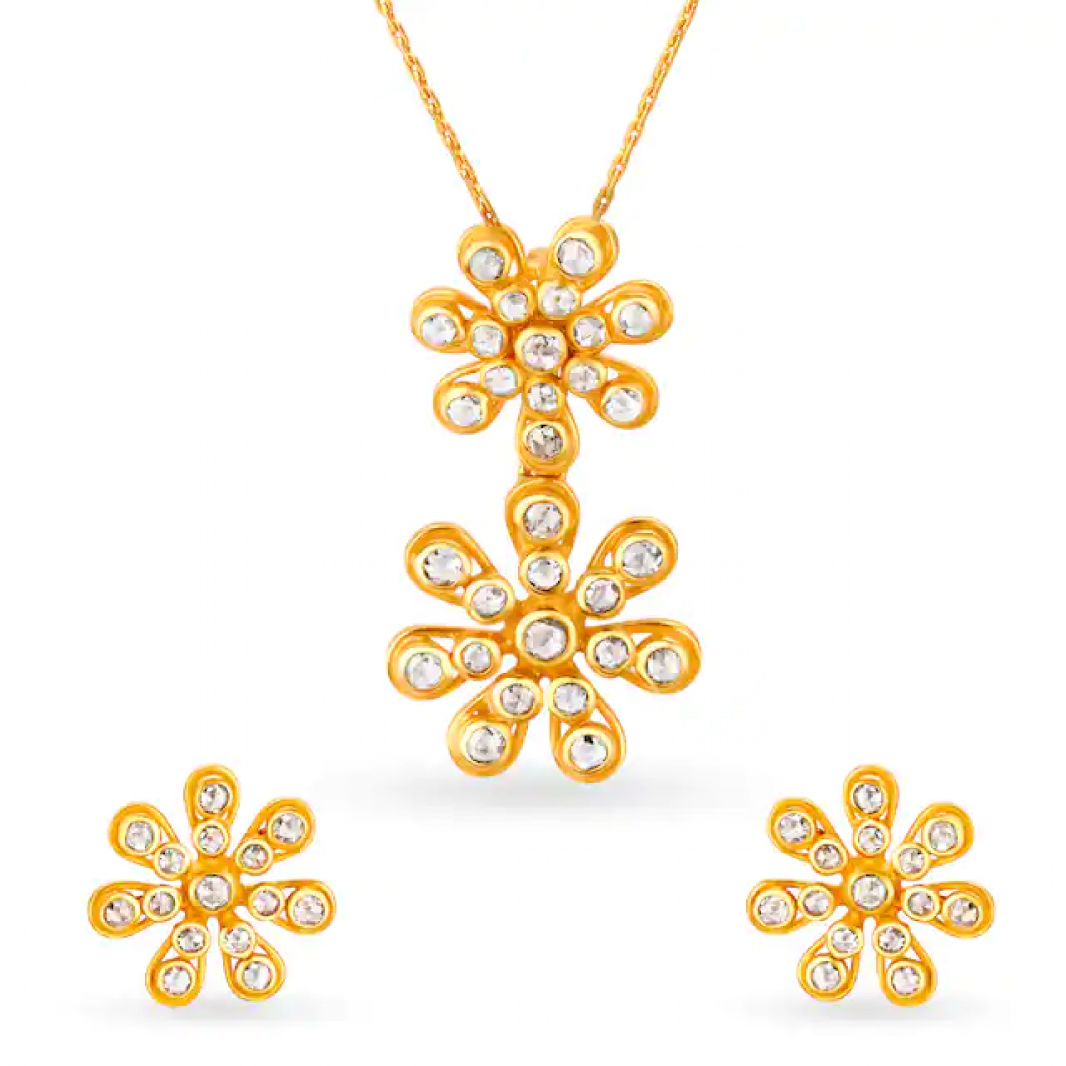 Petite Floral Gold Pendant Set
