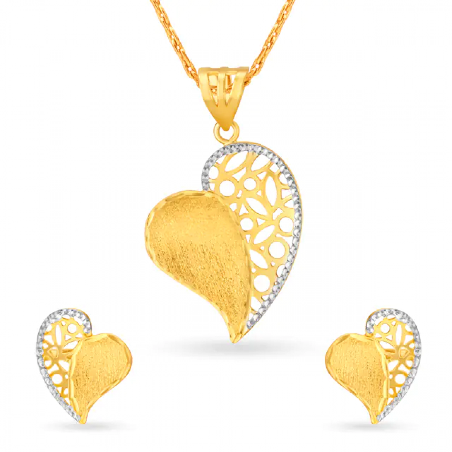 Leonora Gold Heart Pendant Set