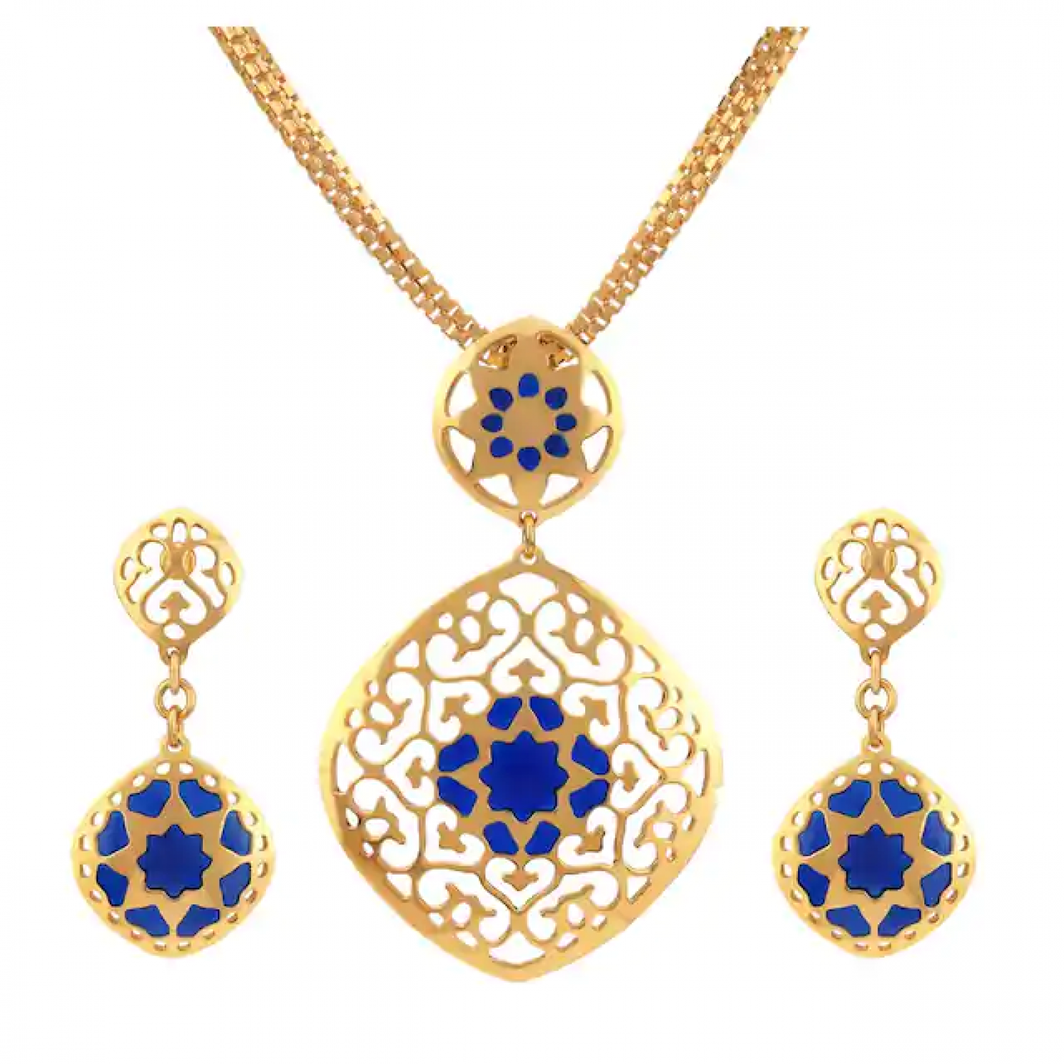 Gold Jaali Work Pendant Set