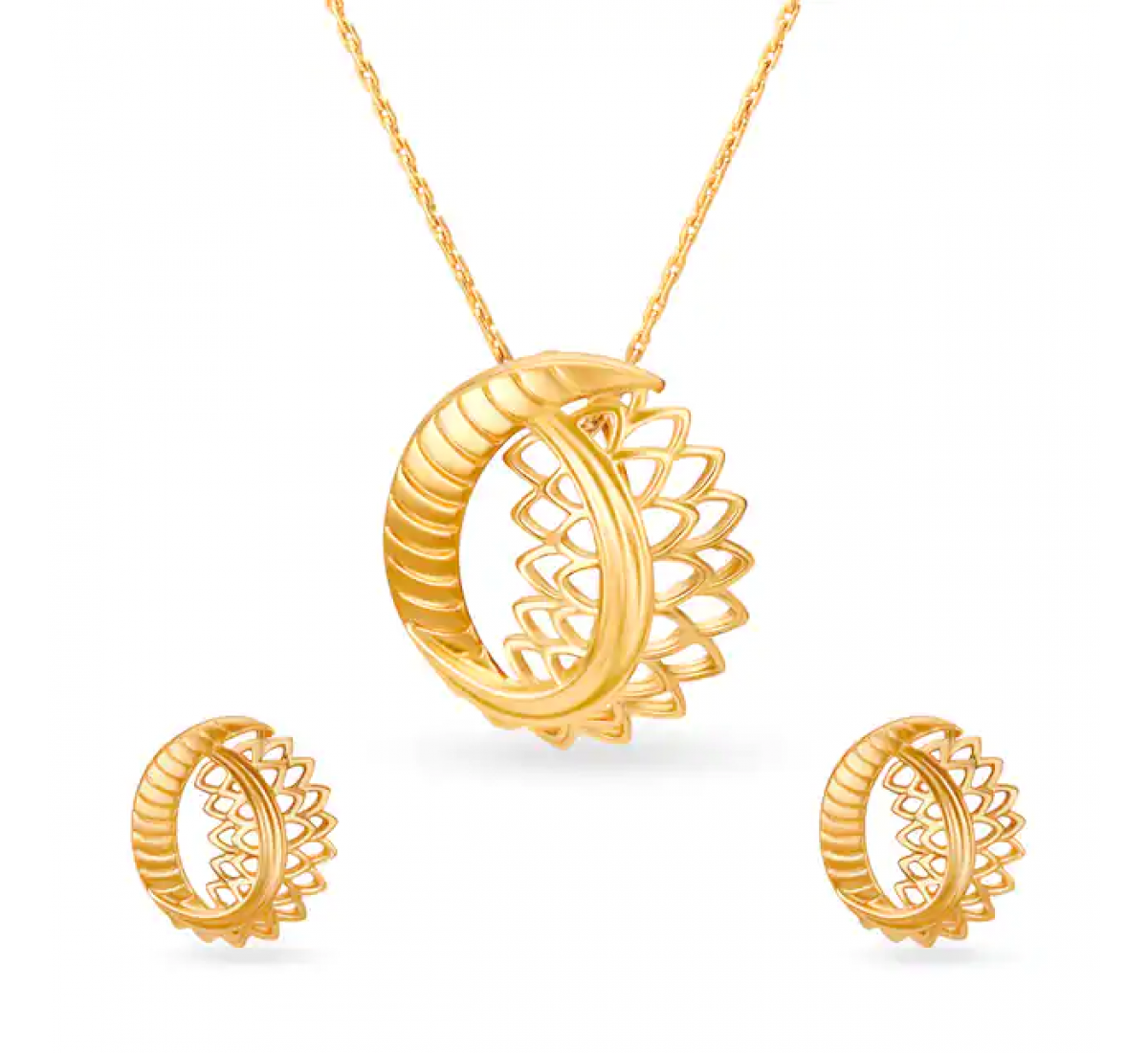 Stylish Gold Mesh Pendant Set