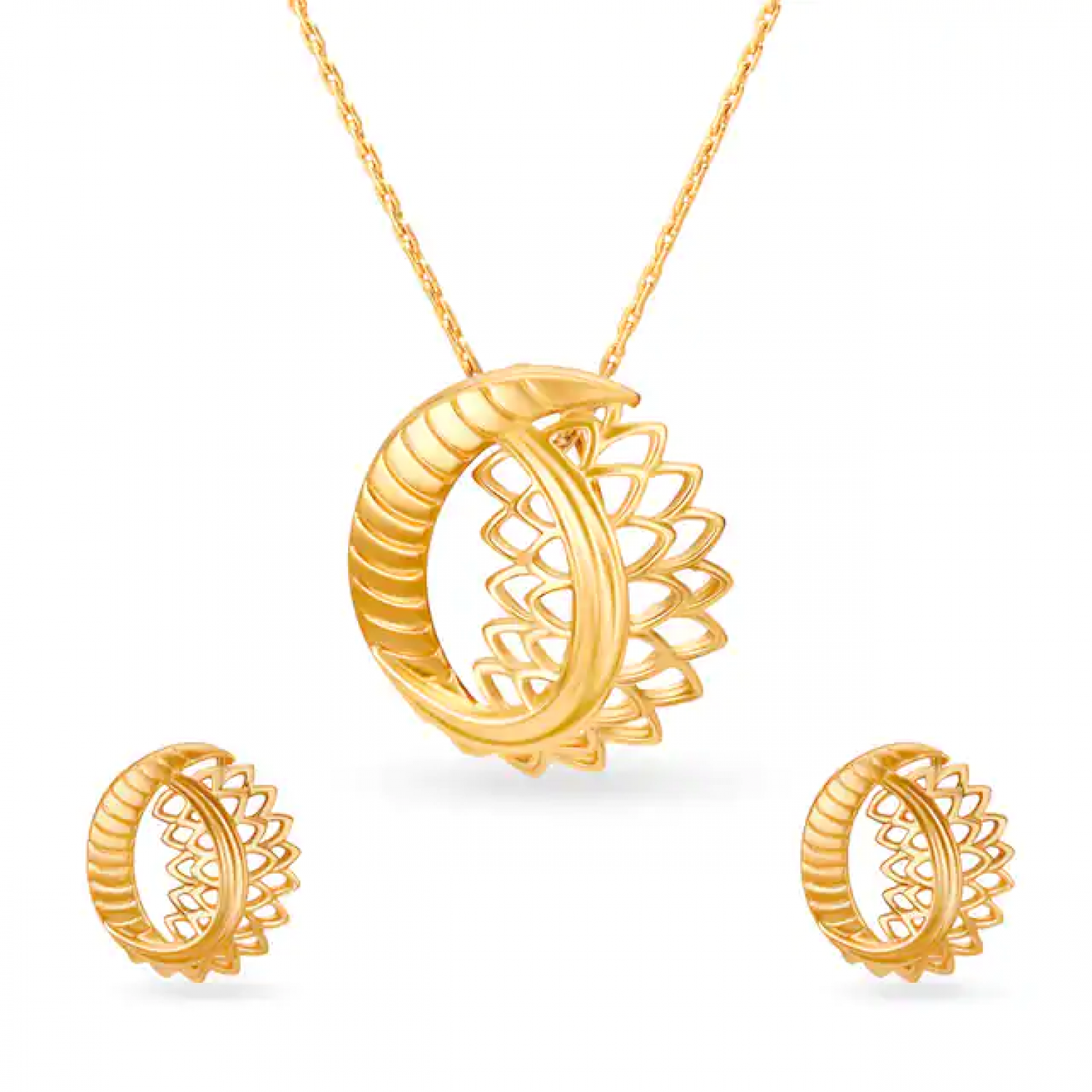 Stylish Gold Mesh Pendant Set