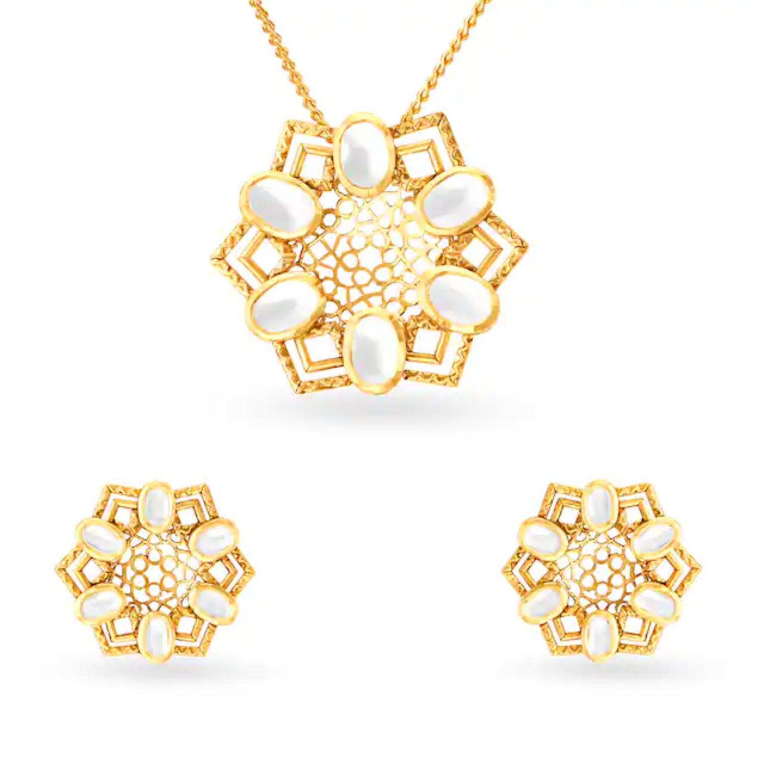 Enamel Gold Pendant Set