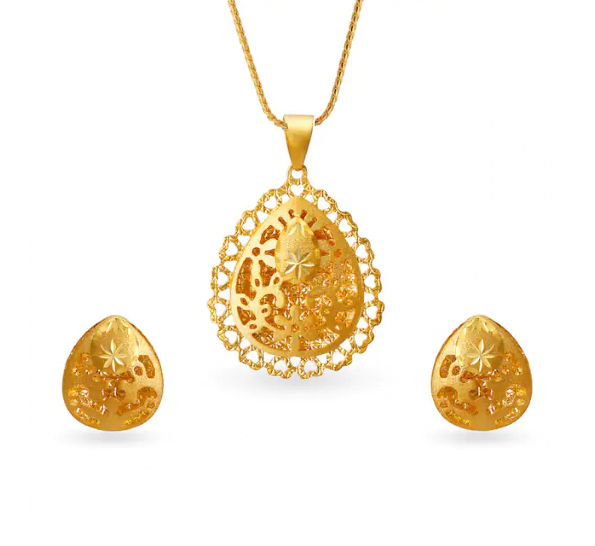 Gold Mesh Pendant Set