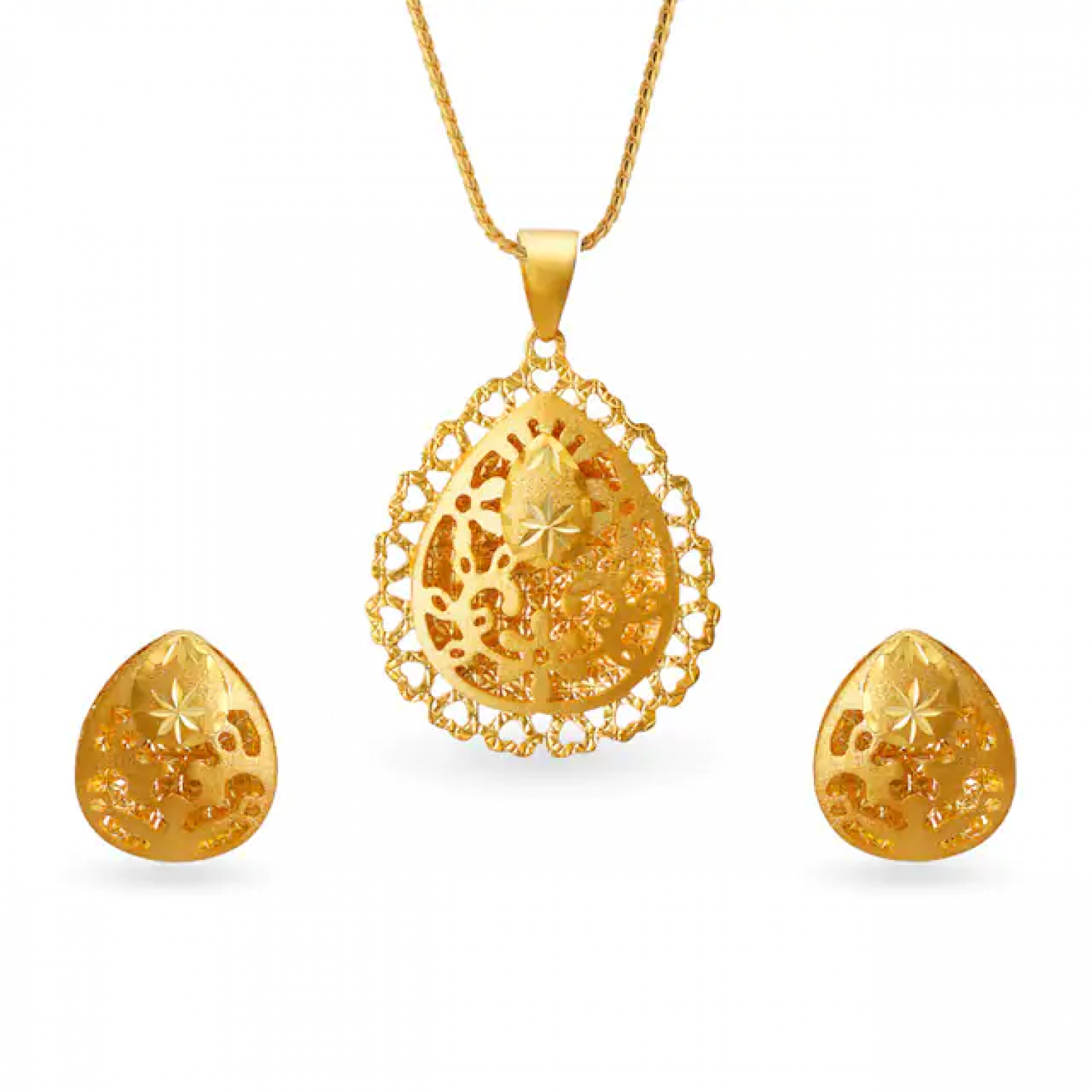 Gold Mesh Pendant Set
