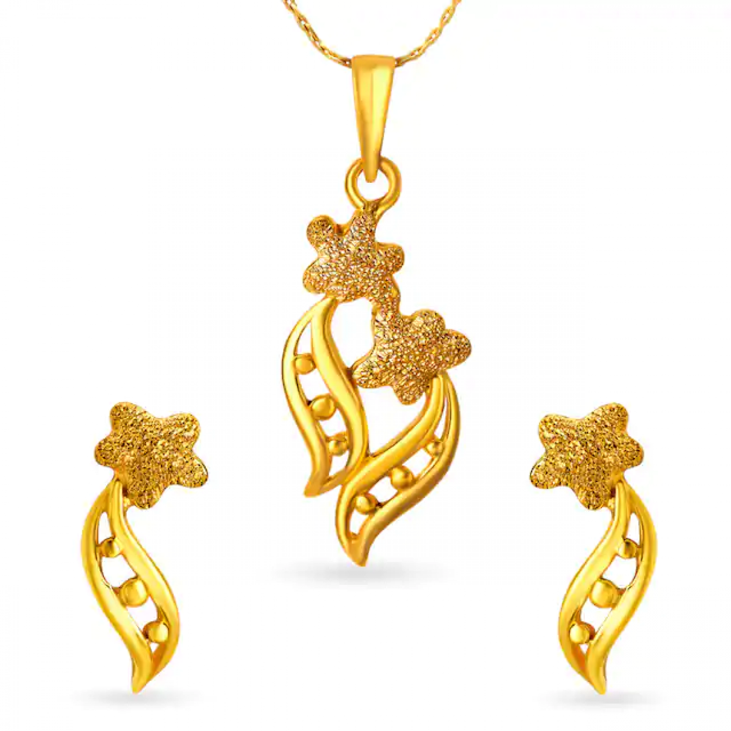 Gold Floral Pendant Set