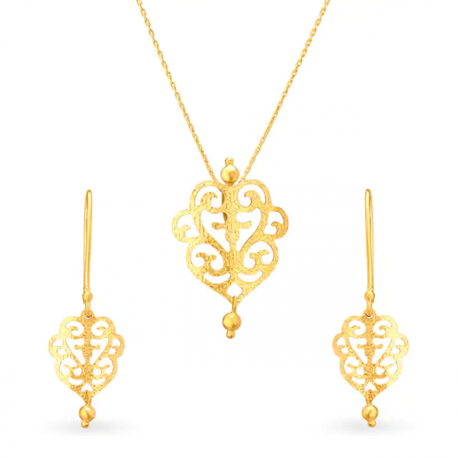 Laser Mesh Gold Pendant Set