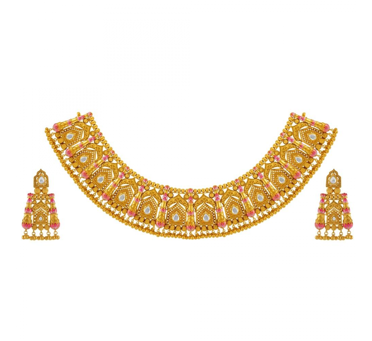 Ajrak Design Gold Necklace Set