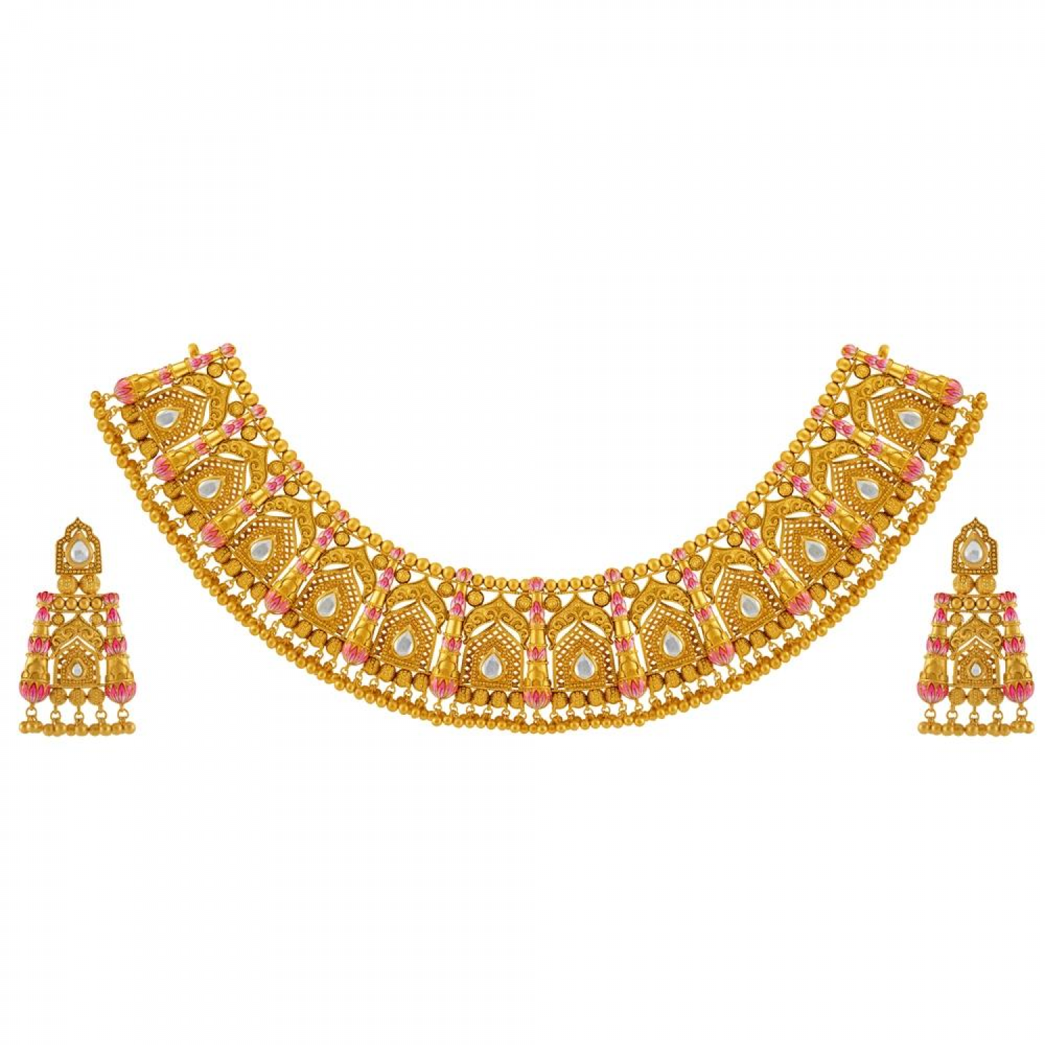 Ajrak Design Gold Necklace Set